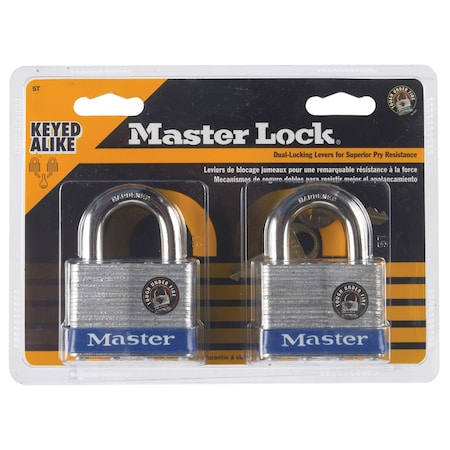 Master Lock Master Lock 1-1/2 in. H X 7/8 in. W X 2 in. L Steel 4-Pin Cylinder Exterior Padlock, PK2 5T